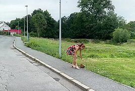 VIP4K. Pretty village girl was carrying some plums to her grandma and showed pussy to a stranger